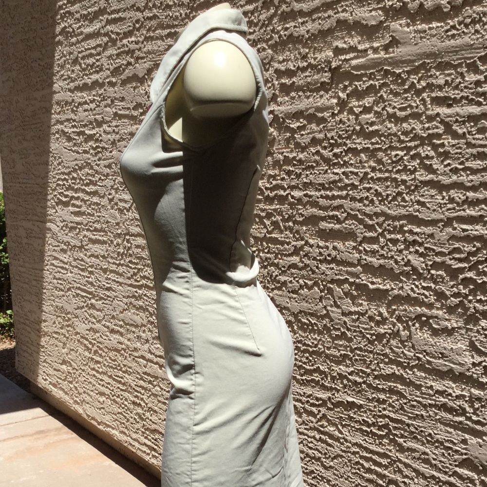 Zip Front Khaki Dress - Picture 2 of 8